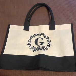 Black and Cream Tote Bag with Monogram “G”